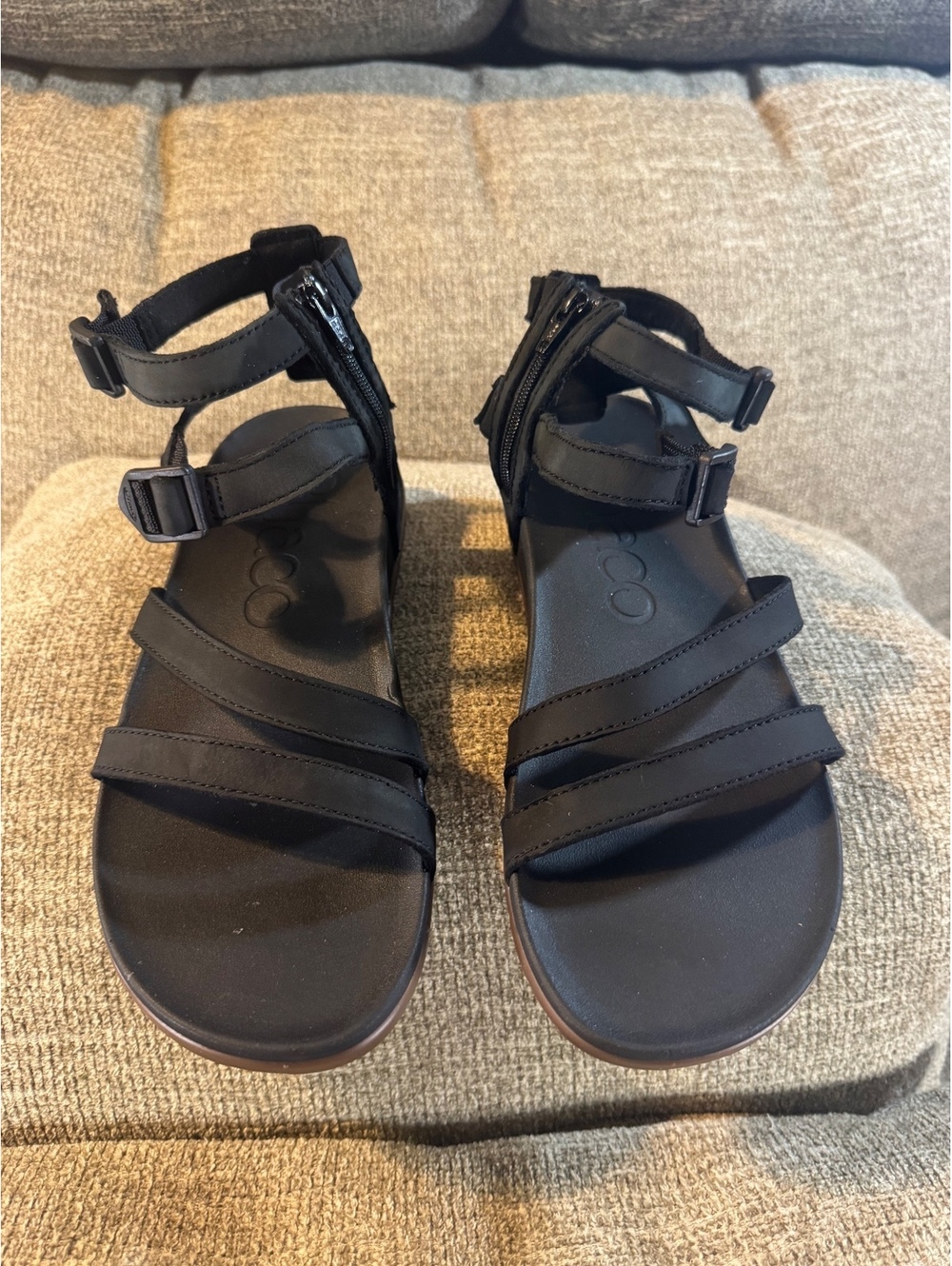 Chaco Lowdown Leather Strappy High Gladiator Sandal Black Size 8